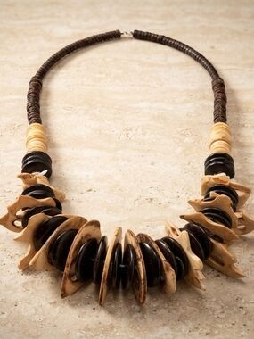 Handmade Brown and Black Natural Shell African Statement Necklace